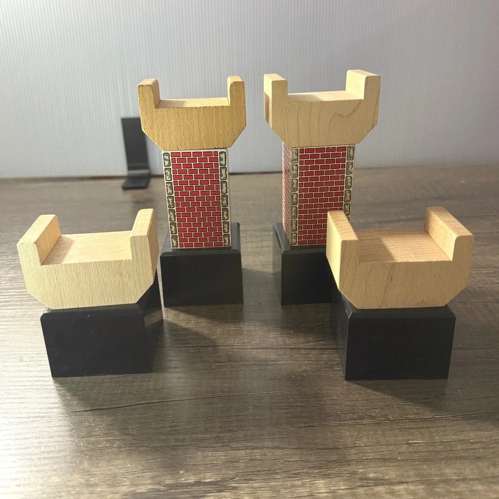 Vintage Thomas the Train Wooden Track Foundation Elevated Support 4pc Set